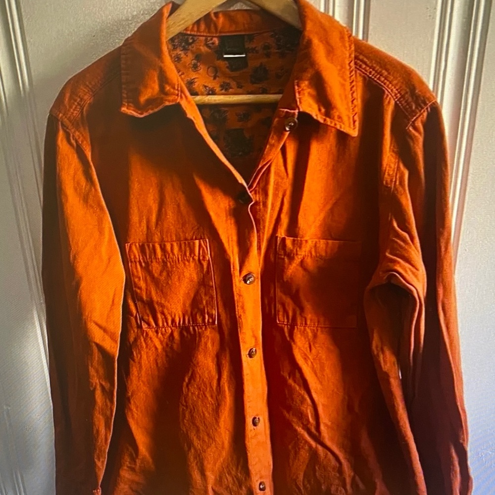 Women's Orange Button-Down Shirt